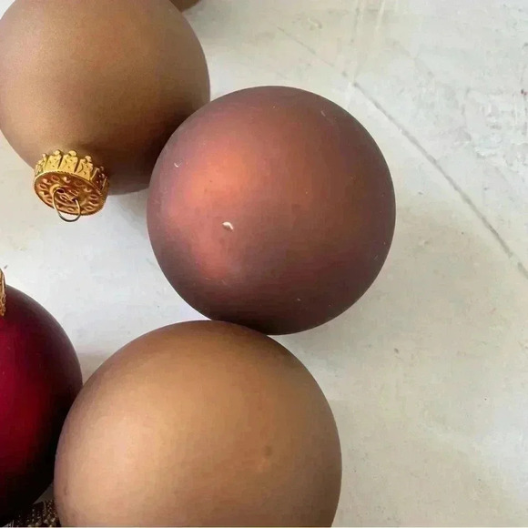 BROWN COFFEE RED MATTE IN GLASS CHRISTMAS ORNAMENT DECORATION 13 PCS - Picture 6 of 9